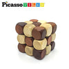 PicassoTiles 8 Styles Interlocking Sensory Toys Wooden Burr Cube, Ball and Barrels Logic Skill Genius Puzzle Brain Teaser Games & Intellectual 3D Assembling Educational Toy Set for Kids & Adults PTP08