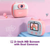 Dragon Touch Instant Print Camera for Kids, Digital Camera for Kids with Print Paper, Zero Ink Kids Camera with 1080P 2 Inch Color Screen, Selfie Video Camera for Kids 3-12 Years Old (Pink)