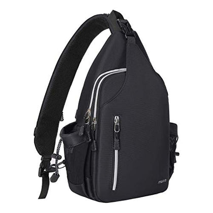 MOSISO Sling Backpack Double Layer Hiking Daypack Men/Women Chest Shoulder Bag, Black