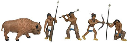 Woodland Scenics SP4444 1.5-Inch Scene Setters Figurine, Natives/Buffalo, 5/Pack