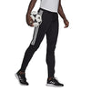 adidas Women's Aeroready Sereno Slim Tapered-Cut 3-Stripes Pants, Black/White, Large