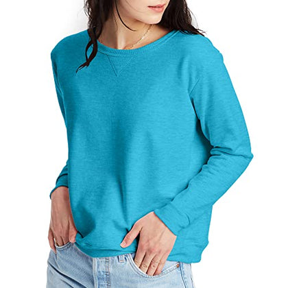 Hanes Women's EcoSmart Crewneck Sweatshirt, Bold Blue Heather, Small