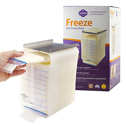 Fairhaven Health Milkies Freeze Organizer for Breast Milk Storage Bags, Container Storing System for Freezing Breastmilk to Feed Baby, Reusable Breastfeeding Accessories, Use with Standard Milk Bags