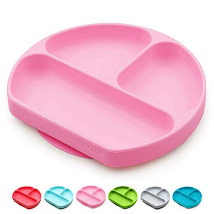 Silicone Suction Plates for Babies, Stick to High Chair Trays and Table, Divided Baby Dishes, Perfect Kids Plates, BPA FREE