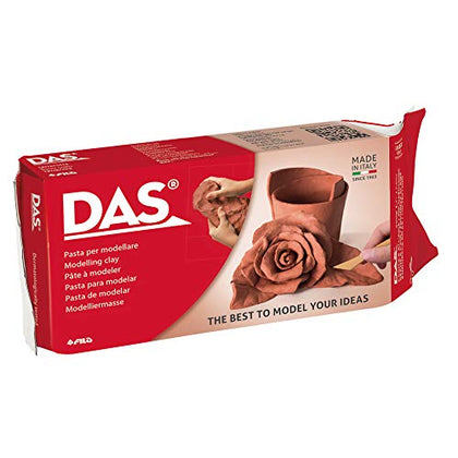 DAS Air-Hardening Modeling Clay - Terra Cotta Clay 1.1lb Block - Pliable Air Clay for Sculpting and Coating - Easy to Use Air Dry Modeling Clay - Molding Clay for Sculpting and More