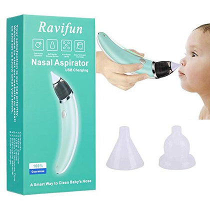 Baby Nasal Aspirator, Ravifun Electric Nose Cleaner Booger Remover for Newborns and Toddlers, Rechargeable Automatic Mucus Suctioner for Infant with 5 Levels Suction
