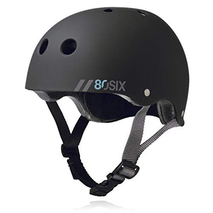 80Six Dual Certified Kids Bike, Scooter, and Skateboard Helmet, Black Matte, Junior - Ages 5+