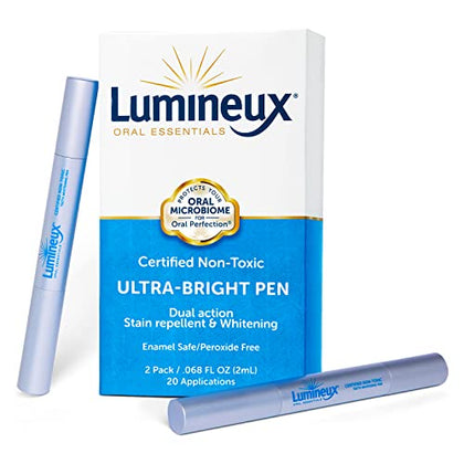 Lumineux Whitening Pen - Bright Pen 2-Pack - Enamel Safe Teeth Whitening - Whitening Without the Sensitivity - Dual Action Stain Repellant - Dentist Formulated and Certified Non-Toxic
