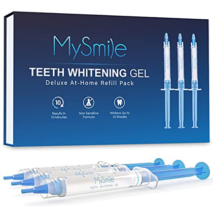 MySmile Teeth Whitening Gel Pen Refill Pack, 3 Non-Sensitive Teeth Whitening Pen, Deluxe Teeth Whitener Dental Grade Tooth Whitening Gel with Carbamide Peroxide for Home, 10 min Fast Result