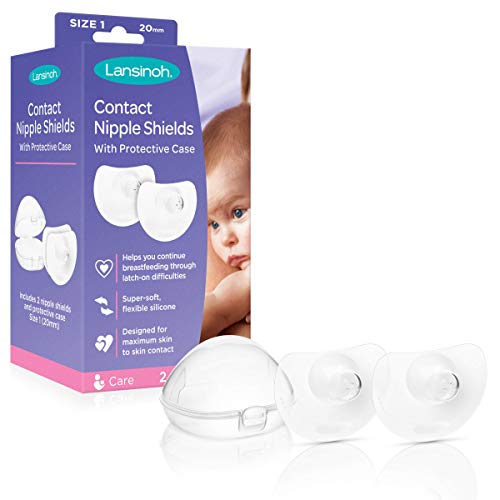 Lansinoh Contact Nipple Shields for Breastfeeding, 2 Nipple Shields (20mm) and Case