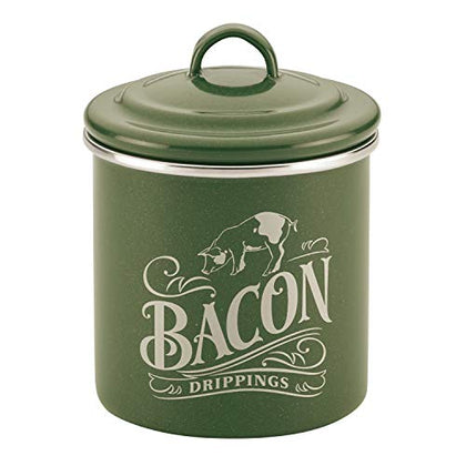 Ayesha Curry Enamel on Steel Bacon Grease Can / Bacon Grease Container - 4 Inch, Green