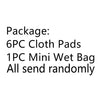 7pcs/Set Including 1pc Mini Wet Bag +6pcs Bamboo Charcoal Cloth Menstrual Pads/Reusable Sanitary Pads/Mama Panty Liners (All Randomly Prints)