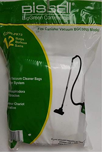Bissell Big Green Commercial Paper Vacuum Bags - 12-Pack, 2.25-Gallon Capacity, Model Number C3000-PK12