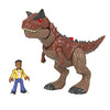 Fisher-Price Imaginext Jurassic World Camp Cretaceous Carnotaurus Dinosaur & Darius figure set for preschool kids ages 3-8 years