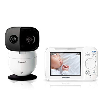 Panasonic Baby Monitor with Camera and Audio, 3.5 Color Video, Extra Long Range, Secure Connection, 2-Way Talk, Soothing Sounds, Remote Pan, Tilt, Zoom - 1 Camera - KX-HN4101W (White)