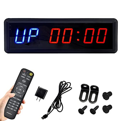 BTBSIGN LED Interval Timer Count Down/Up Clock Stopwatch with Remote for Home Gym Fitness Blue