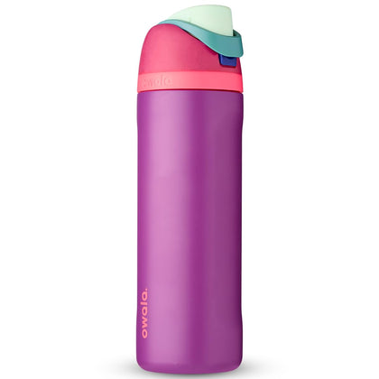 Owala FreeSip Insulated Stainless Steel Water Bottle with Straw for Sports and Travel, BPA-Free, 24-oz,Purpley