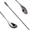 Briout Bar Spoon Cocktail Mixing Stirrers for Drink, Stainless Steel 12 Inches Long Handle, Black 2 Pieces