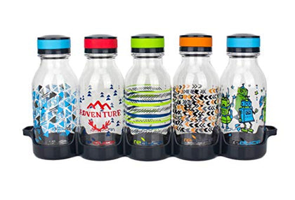 REDUCE WaterWeek Refillable Water Bottles, 14 oz - Includes 5 WaterWeek Leak Proof Tritan Reusable Water Bottles - Includes Fridge Tray For Your Water Bottles - Adventure