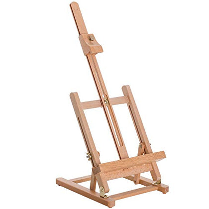 U.S. Art Supply Small Tabletop Wooden H-Frame Studio Easel - Artists Adjustable Beechwood Painting and Display Easel, Holds Up To 16