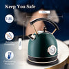 Pukomc 1.8L Electric Water Kettle with Temperature Gauge, Hot Water Boiler & Tea Heater with Curved Handle, Visible Water Level Line, Led Light, Auto Shut-Off&Boil-Dry Protection,Green