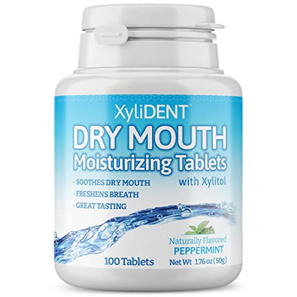 Nature's Stance XyliDENT Xylitol Tablets for Dry Mouth Relief - Stimulates Saliva, Freshens Breath, Reduces Acid Production, Fast Acting Relief, 100 Count (Peppermint)