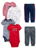 Simple Joys by Carter's Baby Boys' 6-Piece Bodysuits (Short and Long Sleeve) and Pants Set, Multicolor/Bear/Dogs/Stripe/Text Print, 3-6 Months