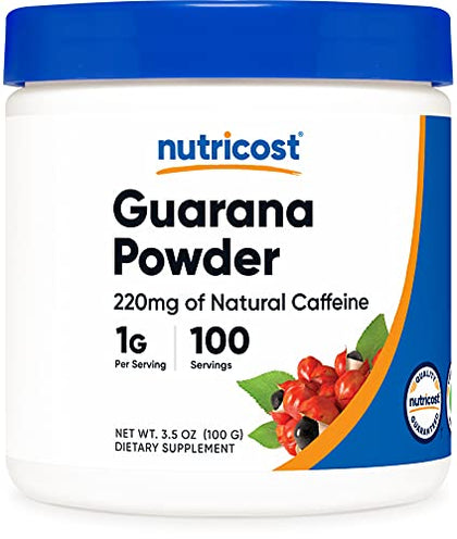 Nutricost Guarana Extract Powder 100 Grams - Natural Brazilian Herbal Caffeine/Energizer Supplement
