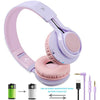 Riwbox WT-7S Bluetooth Headphones Light Up, Foldable Stero Wireless Headset with Microphone and Volume Control for PC/Cell Phones/TV/iPad (Purple)