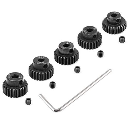 HobbyPark Metal Steel 48P Pinion Gear Set 3.175mm Shaft Hole 22T 23T 24T 25T 26T 48 Pitch Motor Gears Kit for RC Car (5-Pack)