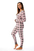 #followme Buffalo Plaid 2 Piece Base Layer Thermal Underwear Set for Women 6372-10195-NEW-PNK-XS