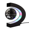 Floating Globe with LED Lights C Shape Magnetic Levitation Floating Globe World Map for Desk Decoration (Black)