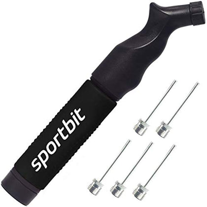SPORTBIT Ball Pump with 5 Needles - Push & Pull Inflating System - Great for All Exercise Balls - Volleyball Pump, Basketball Inflator, Football & Soccer Ball Air Pump - Goes with Needles Set