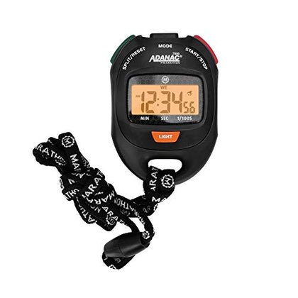 Marathon Adanac 7000 Digital Stopwatch Timer, Black - High Precision Accuracy to 1/100th Seconds - Includes Backlight - Water, Dust & Shock Resistant - 40 Lanyard Included