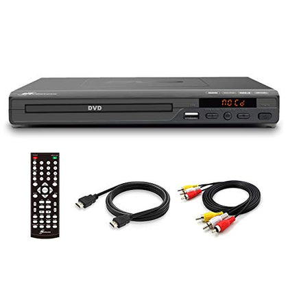 Mediasonic CD/DVD Player - Upscaling 1080P All Region DVD Players for Home with HDMI/AV Output, USB Multimedia Player Function, High Speed HDMI 2.0 & AV Cable Included (HW210AX)