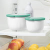 Oggi Prep, Store & Serve Plastic Bowl w/See-Thru Lid- Dishwasher, Microwave & Freezer Safe, (0.7 qt) Blue w/Dk Blue Lid