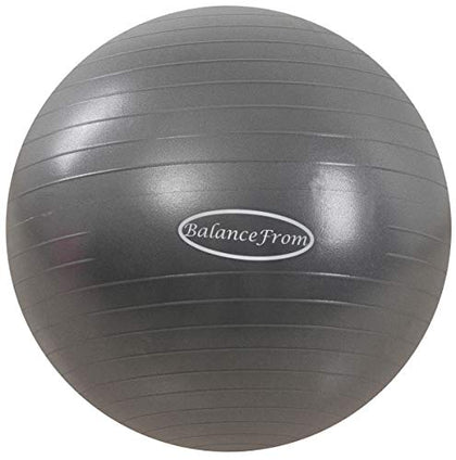 BalanceFrom Anti-Burst and Slip Resistant Exercise Ball Yoga Ball Fitness Ball Birthing Ball with Quick Pump, 2,000-Pound Capacity (48-55cm, M, Gray)