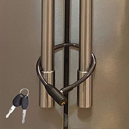 Urban August Original Fridge/Refrigerator Lock, French-Door/Cabinet Locks with Keys for Kids Adult - Multifunctional Cable Lock for Bike Stroller (Regular, Black - 1 Pack)