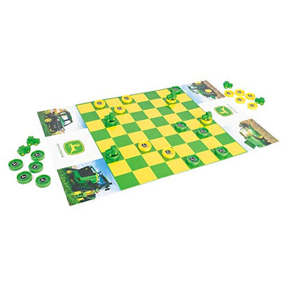 Tomy John Deere Checkers Game with Themed Folding Board, Checkers and Tractor Kings - Ages 6 and Up, Mulit (47282)