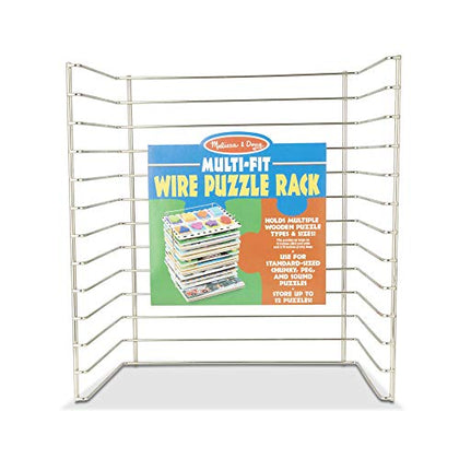 Melissa & Doug Multi-Fit Metal Wire Puzzle Rack 12 Inches Wide And 0.75 Inches Deep - Puzzle Holder Rack Storage Organizer For Kids,Silver