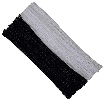 Pipe Cleaners 200 Pieces Chenille Stems Black White for DIY Art Decorations Creative Craft (6 mm x 12 Inch)