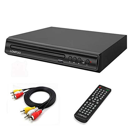 DVD Player HDMI for TV, LONPOO Compact Multi Region DVD CD Disc Player with Full HD Picture Quality,Anti-Skip,No Picture Freeze,Noise Cancellation,Microphone Port,USB Playback,HDMI & AV Cable Included