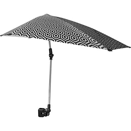 Sport-Brella Versa-Brella SPF 50+ Adjustable Umbrella with Universal Clamp, Regular, Black/White