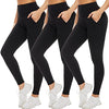 NEW YOUNG 3 Pack Leggings with Pockets for Women,High Waisted Tummy Control Workout Yoga Pants(3 Pack-Black/Black/Black, Small-Medium)