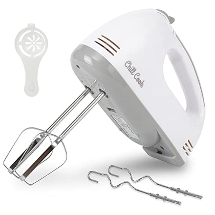 Electric Hand Mixer - Electric Baking Tools Includes 4 Attachments, 1 Egg White Separator - Chillcook Baking Mixer for Bread, Cake, Meringue - 300W Copper Motor 5-Speed Control