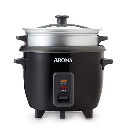 Aroma Housewares ARC-363-1NGB 3 Uncooked/6 Cups Cooked Rice Cooker, Steamer, Multicooker, 2-6 cups, Black