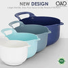 COOK WITH COLOR Mixing Bowls - 4 Piece Nesting Plastic Mixing Bowl Set with Pour Spouts and Handles (Ombre Blue)