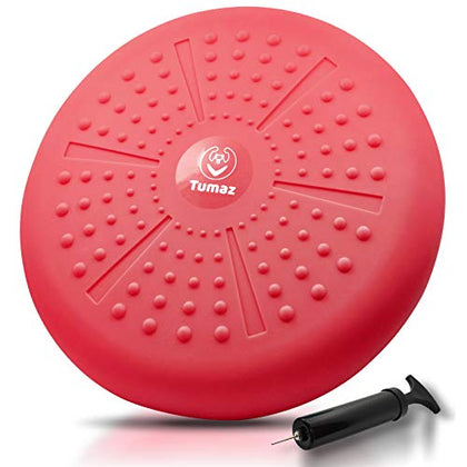 Tumaz Wobble Cushion - Wiggle Seat to Improve Sitting Posture & Stay Focused for Sensory Kids, Balance Disc to Relief Back Pain & Core Strength & Flexible Seating [Extra Thick, Pump Included]