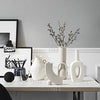 INGLENIX Grey White Ceramic Vase Nordic Minimalism Style Room Decor for Kitchen, Office, Living Room, Centerpieces, Modern Geometric Decorative Vases for Home Decor (INS-E)