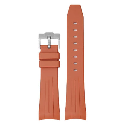 22mm Curved End Rubber Band For Blancpain X Swatch, Replacement Watch Bands With Buckle For Blancpain X Swatch Silicone Rubber Watch Strap - Multiple Colors (Orange)